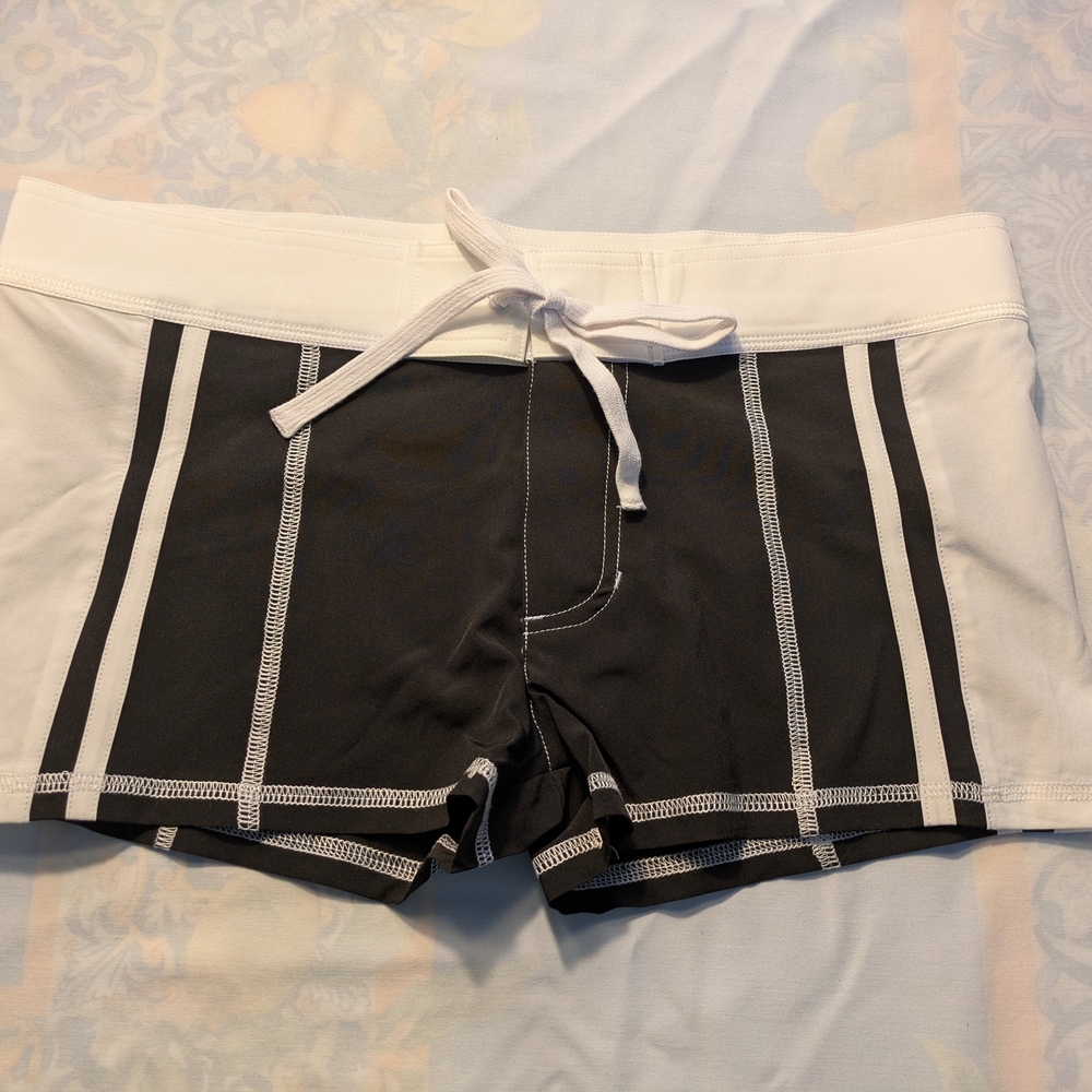 Black and White Swim Coverup with Sporty Design
